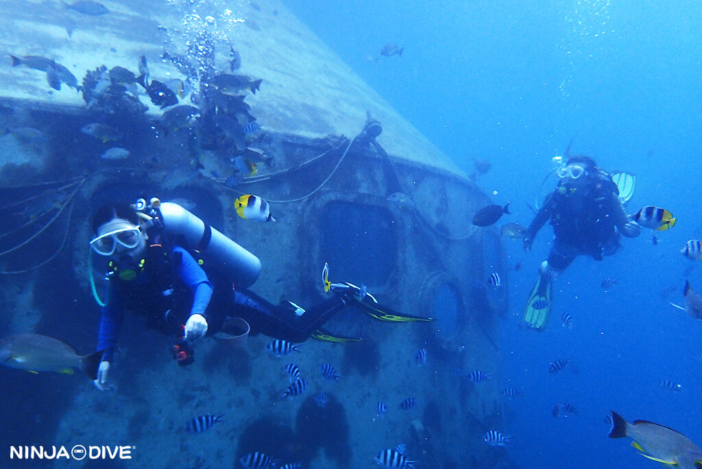 NINJA DIVE 忍者ダイブ 貸し切り プライベート チャーター ファンダイビング ボートダイビング ビーチダイビング シュノーケリング グアム ダイビング ビギナー 初心者 少人数 ブランク ビギナー リフレッシュ 女子旅 女子ダイバー ブランク ビーチダイビング お魚いっぱい 貸切