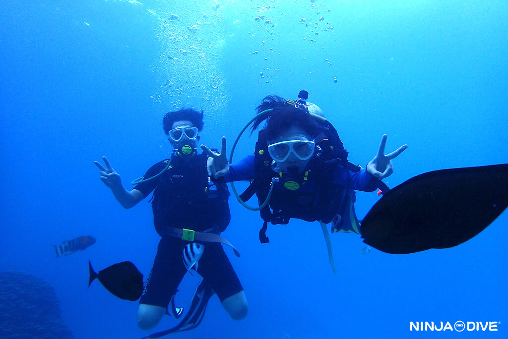 NINJA DIVE 忍者ダイブ 貸し切り プライベート ビーチダイビング グアム 体験ダイビング ビギナー 初心者 ダイビングショップ お魚いっぱい カップル リフレッシュダイビング ブランク 体験ダイビング パラセーリング