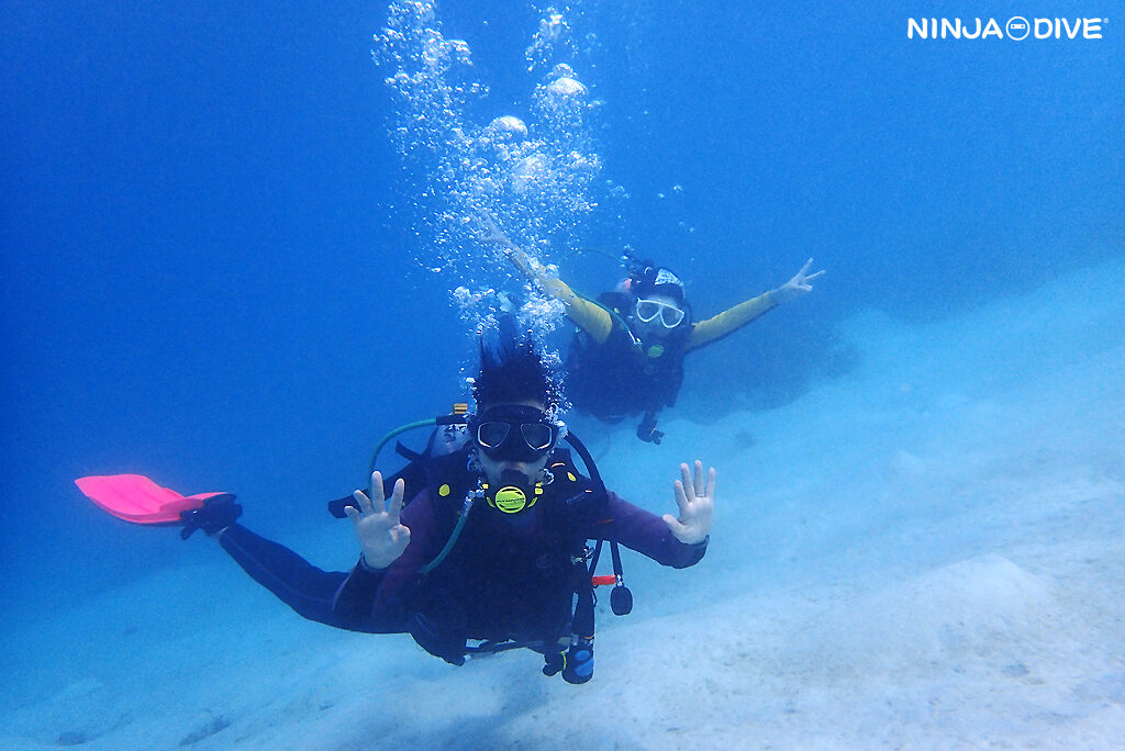 NINJA DIVE 忍者ダイブ 貸し切り プライベート ビーチダイビング グアム 体験ダイビング ビギナー 初心者 ダイビングショップ お魚いっぱい カップル おひとりさま リフレッシュダイビング ブランク 体験ダイビング 女子旅