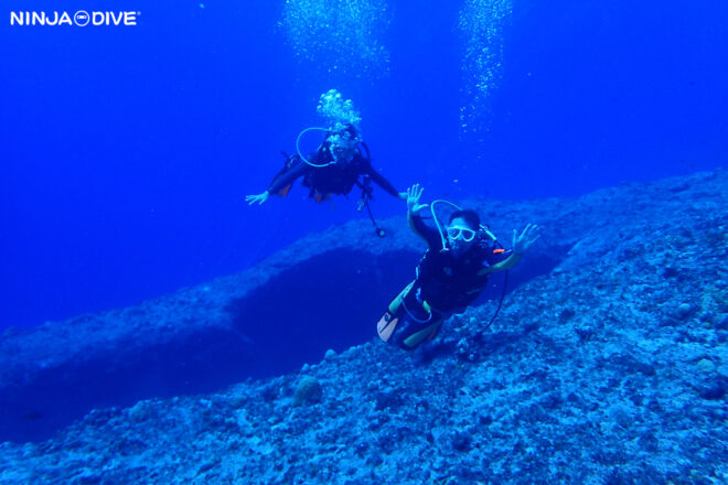 NINJA DIVE 忍者ダイブ 貸し切り プライベート チャーター ファンダイビング ボートダイビング ビーチダイビング シュノーケリング グアム ダイビング ビギナー 初心者 少人数 ブランク ビギナー 親子 ブランクダイバー ブルーホール バラクーダロック 地形ポイント